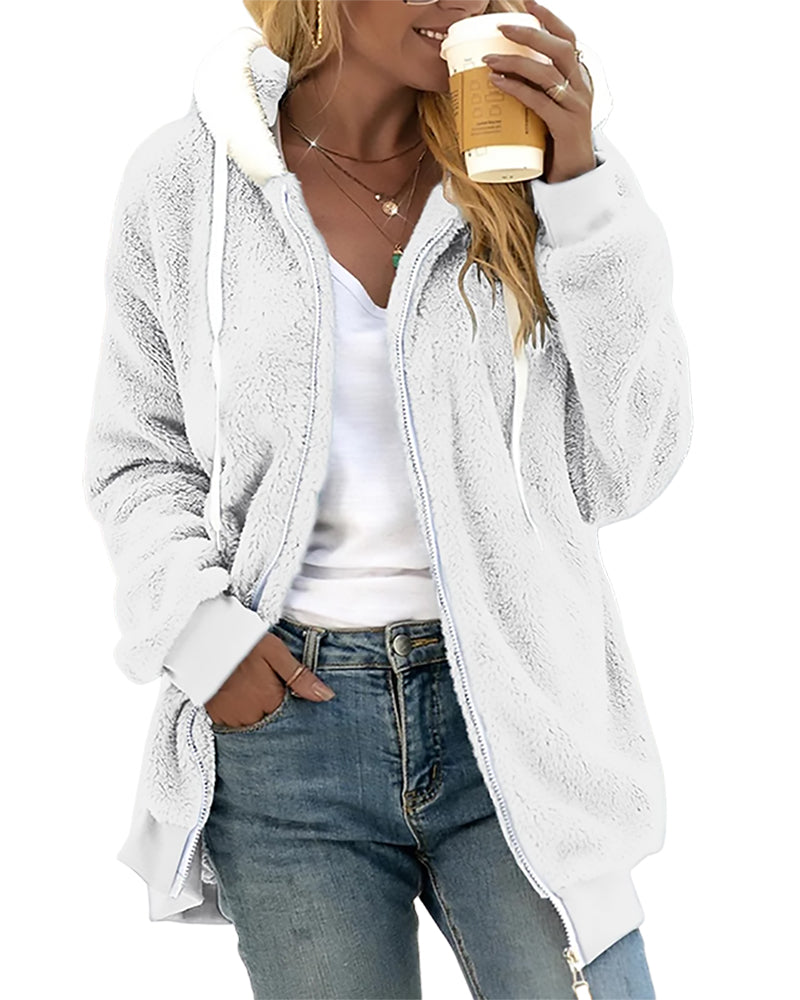 Damjacka Mjuk Stickad Relaxed Fit med Huva 3