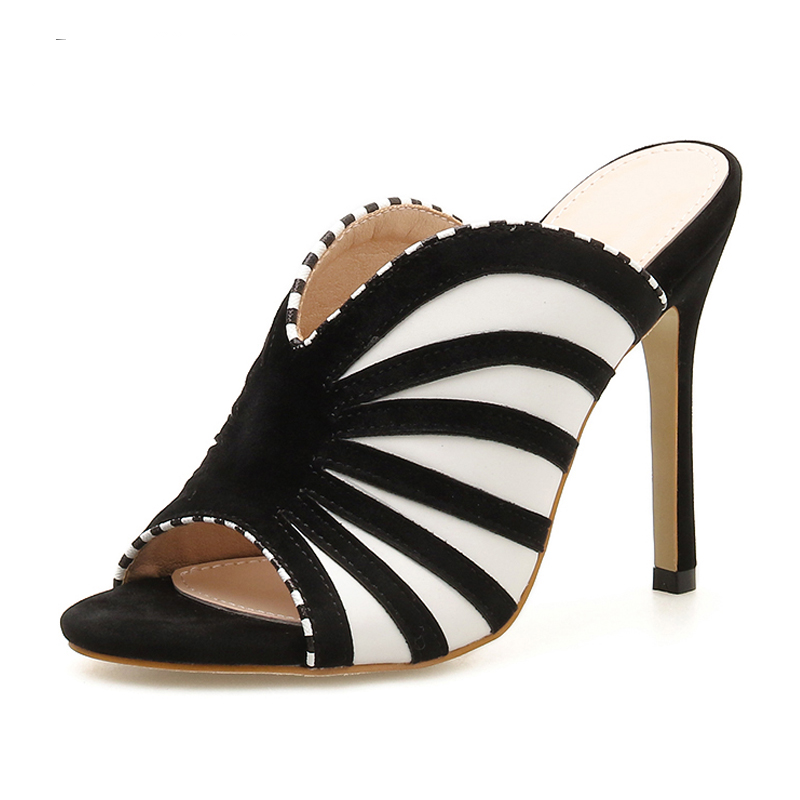 Variant image for Dam Sandaler Klack Zebra Mönster Flock Material-1