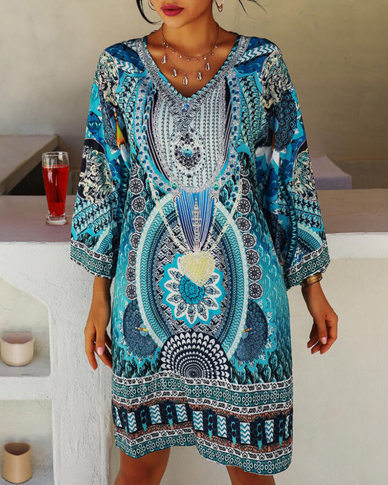 Damklänning Maxi Boho Stil Polyester Fina Dam Klänningar-4
