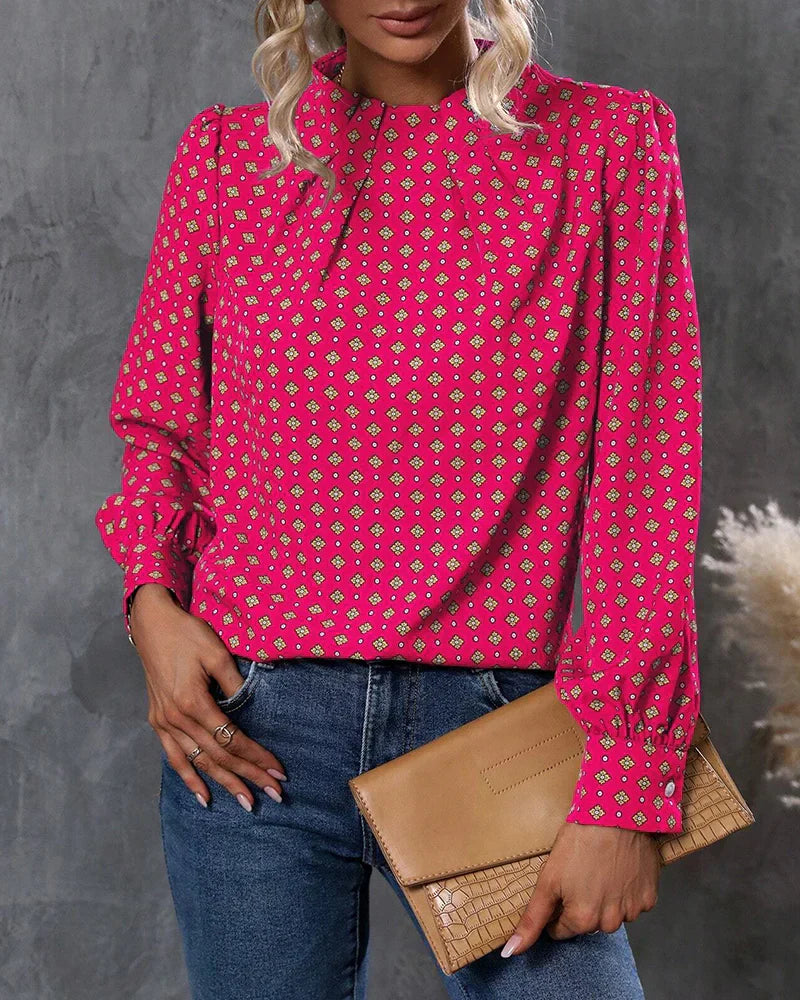 Dam Blus Luftig Kemi Design Polyester-2