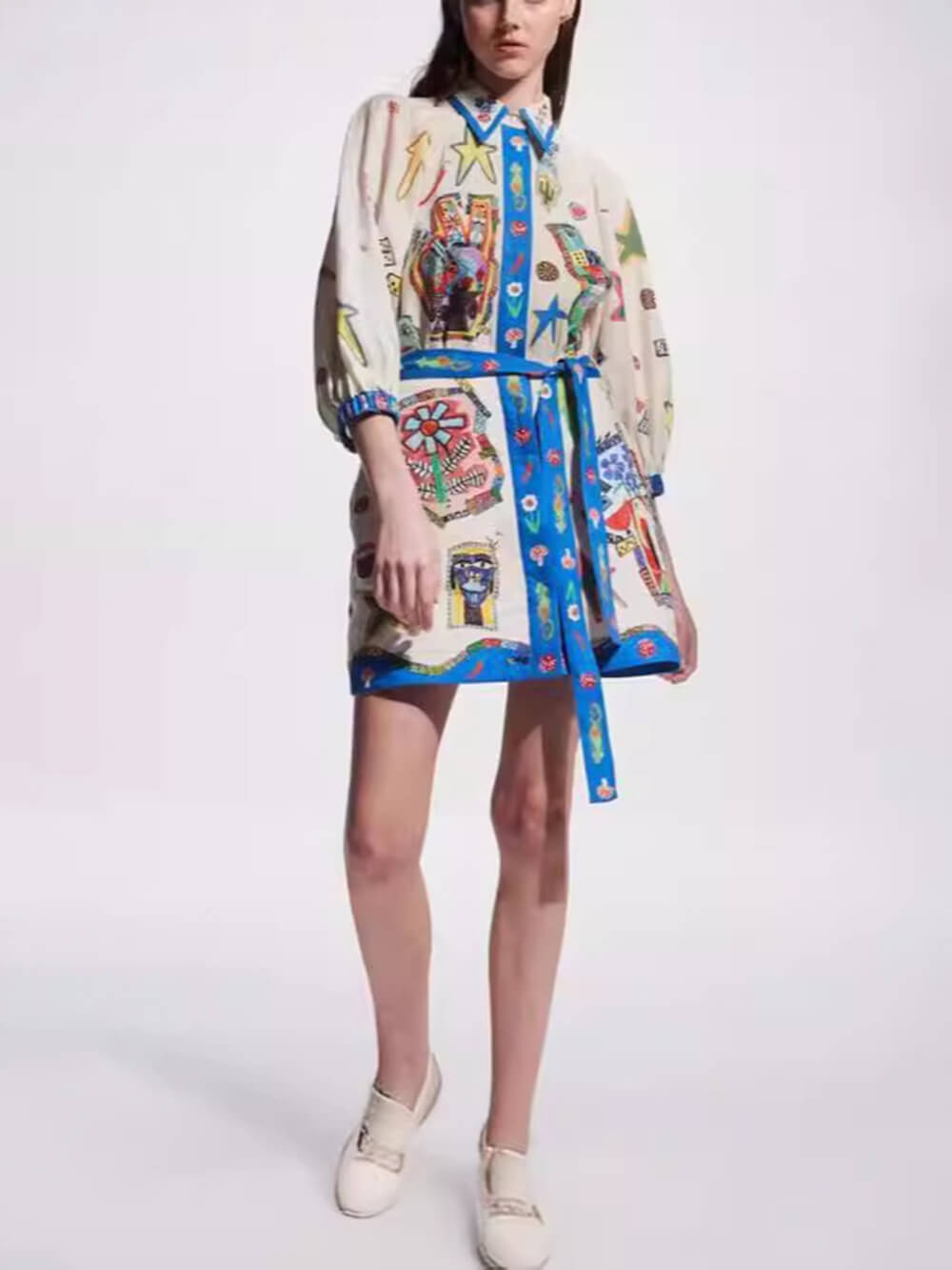 Skjortklänning Dam Bohemisk Design 100% Bomull-4