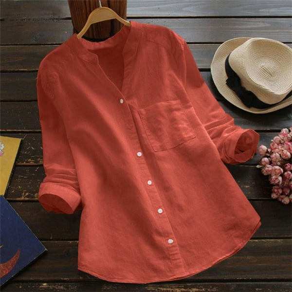 Kvinnors Retro Blus med Broderi 100% Bomull-2
