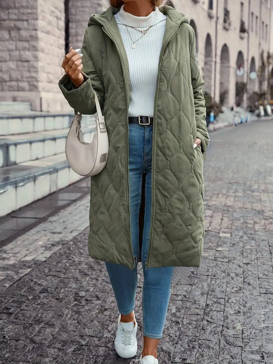 Dam Hoodie Fodrad Quiltad Design Med Isolerande Fyllning-1