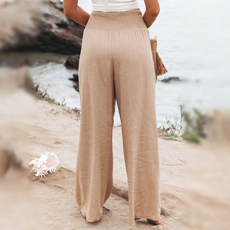 Kvinnor Lösa Byxor Brett Ben Bomullsblandning-2