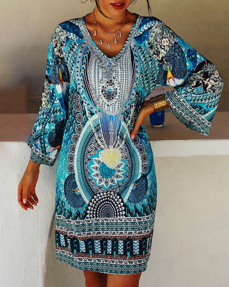 Damklänning Maxi Boho Stil Polyester Fina Dam Klänningar-2