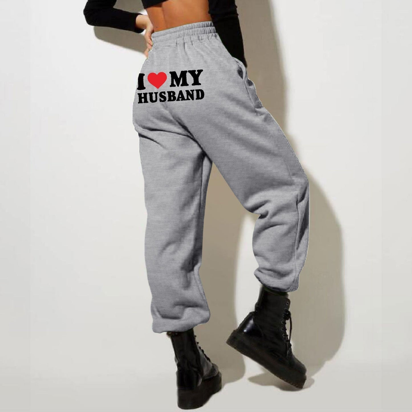 Dam Joggingbyxor Lekfull Design Mjuk Tyg-4