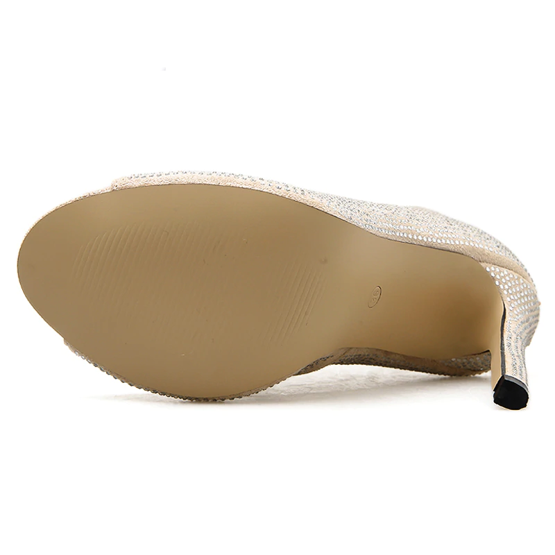 Dam Sandaler Peep-Toe Faux Suede med Strassdetaljer för Sköna och Eleganta Stunder-3