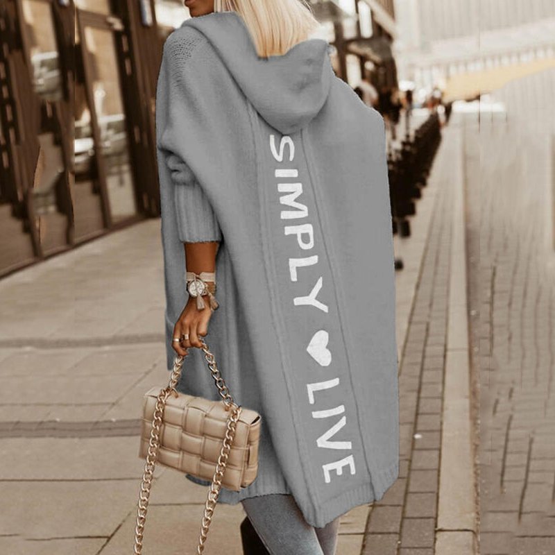 Lång Kofta Dam Långärmad Akryl Polyester Casual Cardigan 2