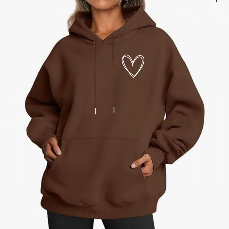Lång Hoodie Dam Avslappnad Design 100% Bomull-2