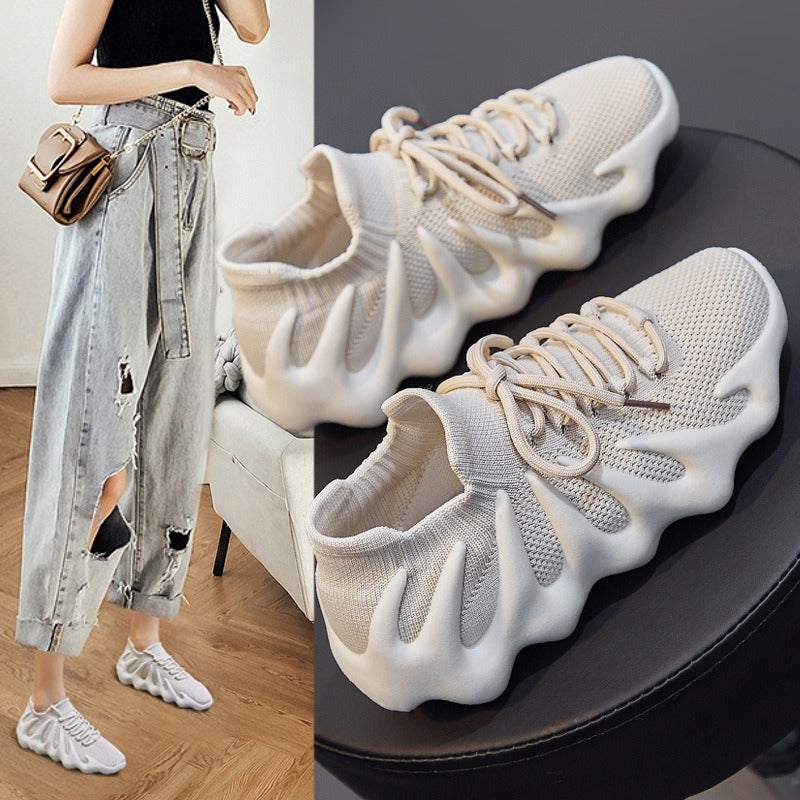 Dam Sneakers Flammönster Andningsbart Fly Woven Tyg-4