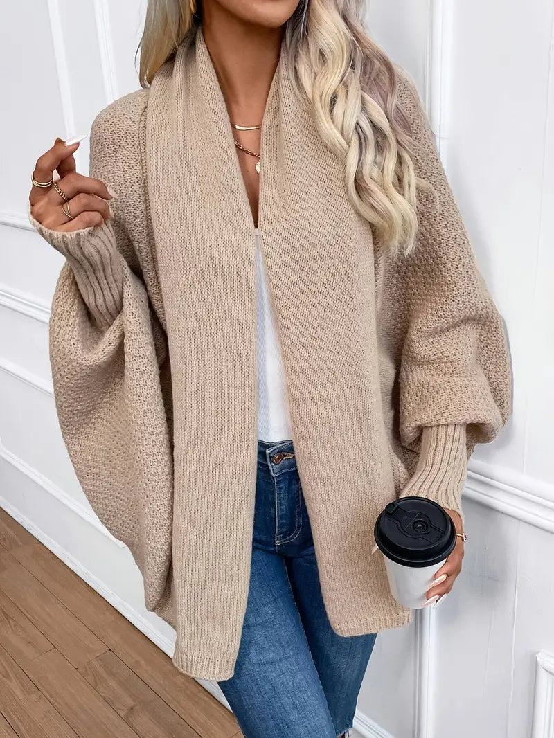 Stickad Väst Dam Långärmad Loose Fit Akryl-4