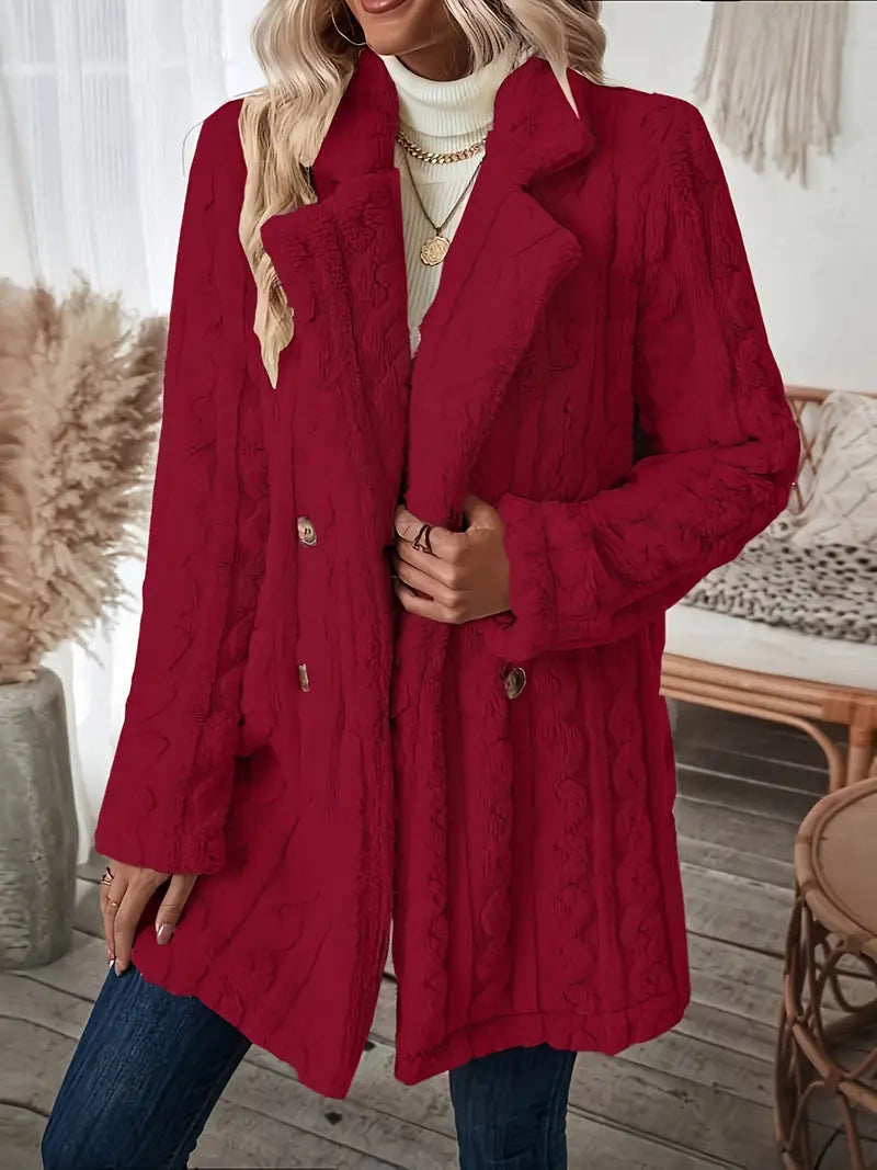 Kvinnor Lång Kappa Mysig Polyester-2
