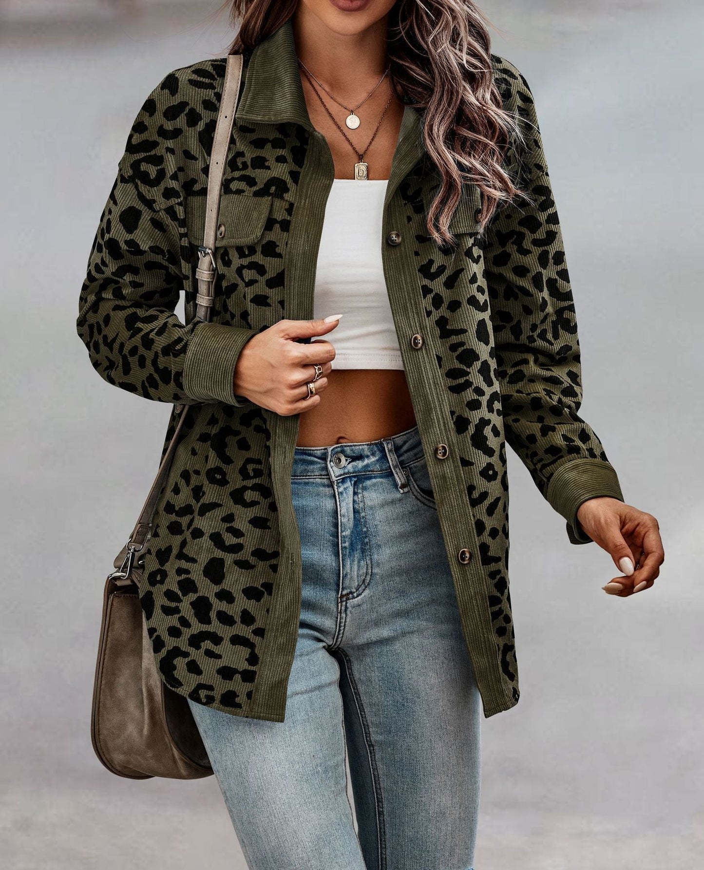 Leopardmönstrad Damjacka i Modern Design av Polyester – Trendig Jacka för Vardag och Fest 8