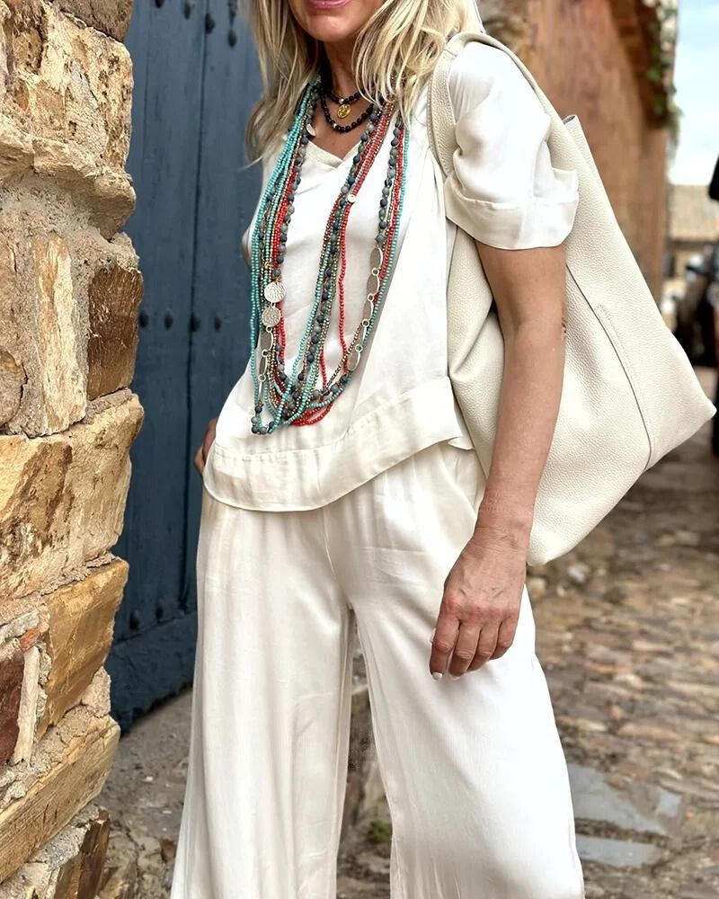 Dam Blus och Byxor Set Elegant Design Andningsbar Material-4