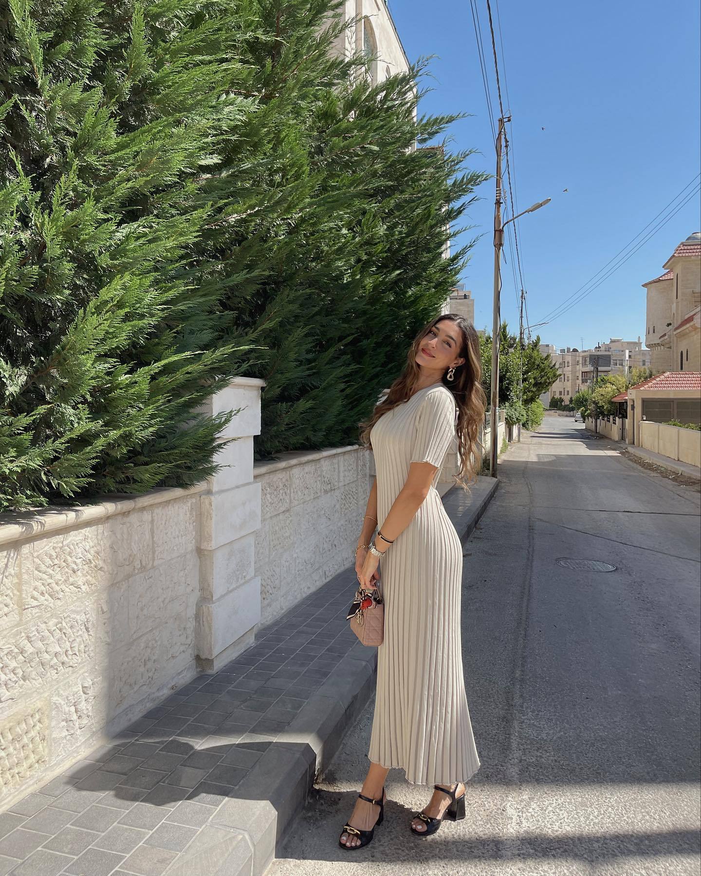 Dam A-Line Klänning med Snörning i Bomull-3