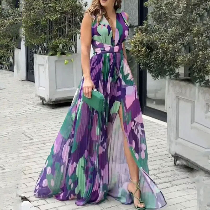 Dam Klänning Elegant Lila Polyester för Vardag och Fest-2