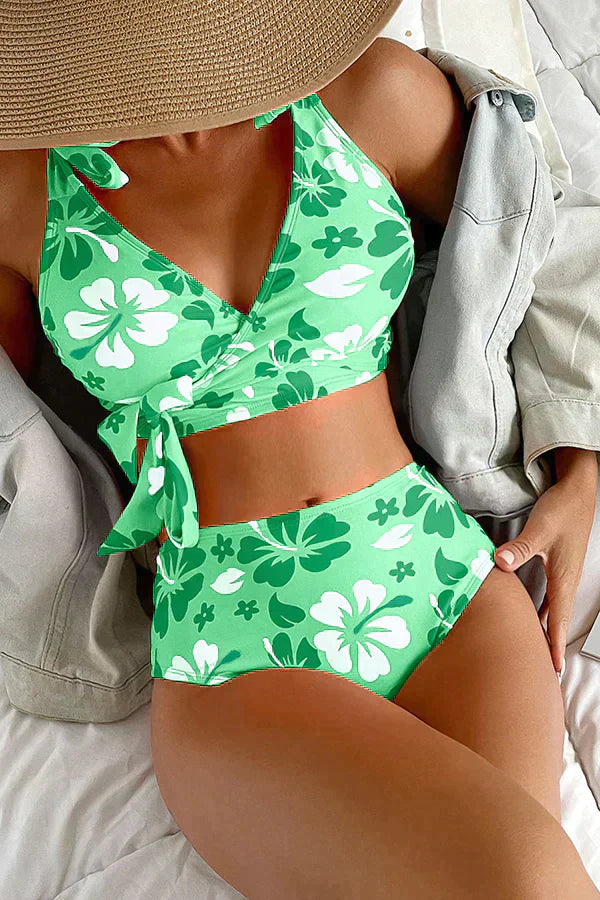 Variant image for Dam Bikini Wrap Design Blommönster Stretchmaterial-13