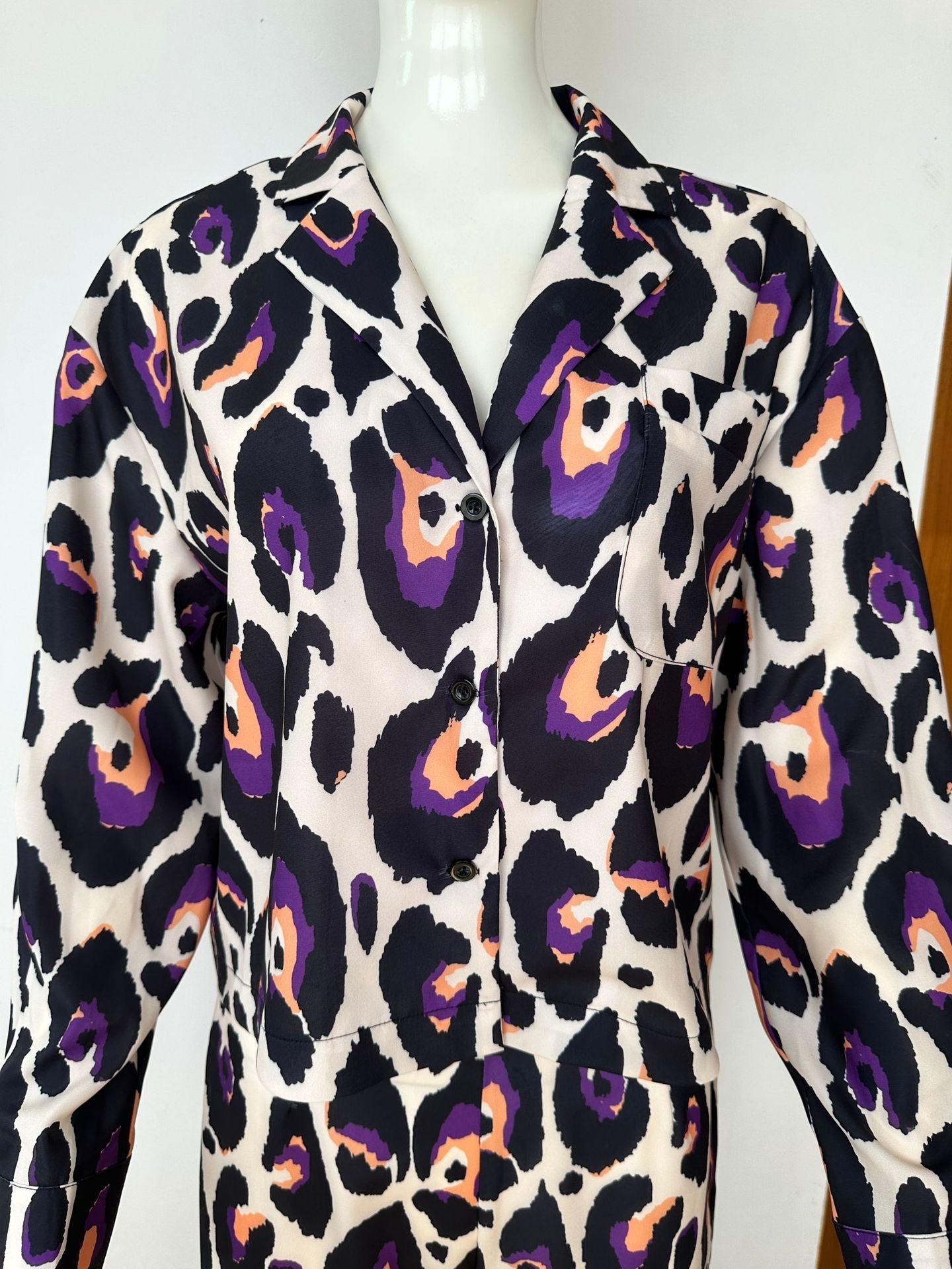 Kvinnors Byxdress Hög Midja Bred Byxa Polyester-6