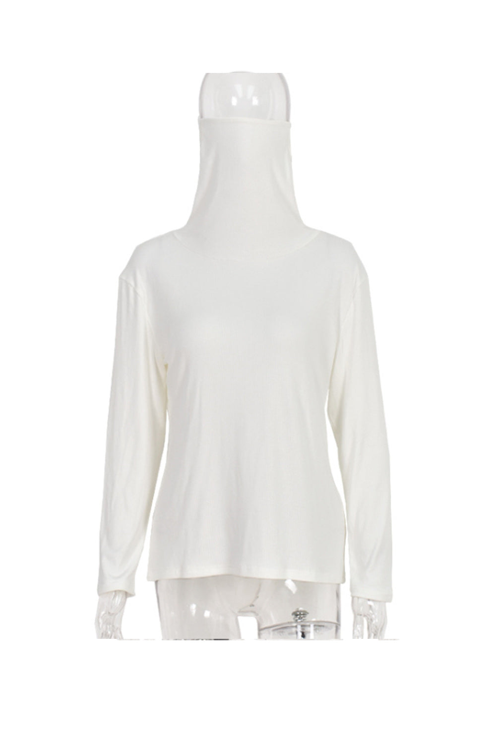 Dam Fleece Topp med Stående Krage och Lång Ärme – Mjuk Polyester i Enfärgad Design 4