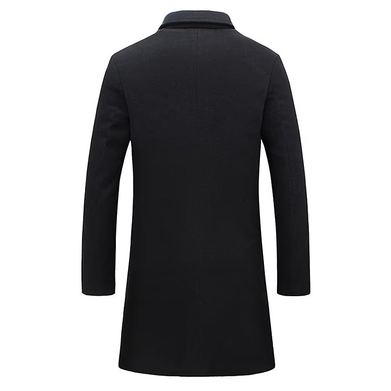 Herrkappa Ullblandning Elegant Gyllene Knappar-2