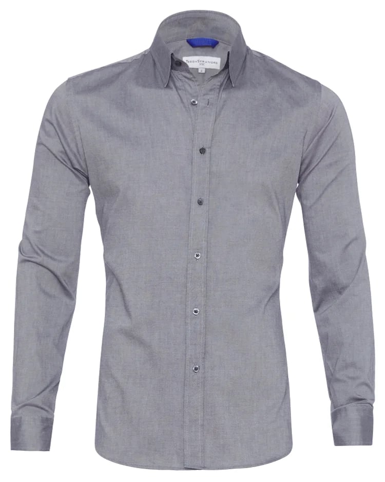 Herrskjorta Royal Oxford Dragkedja Strukturerad 97% Bomull 3% Elastan 4