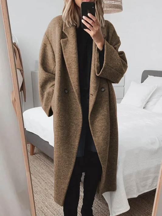 Dam Kappa Elegant Ullblandning med Krage-1