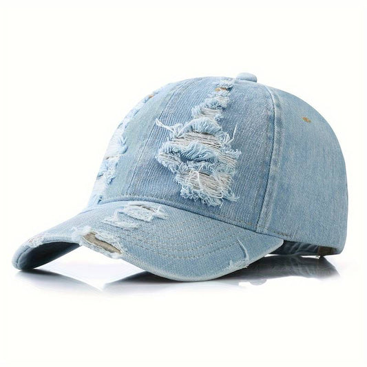 Damhatt Justerbar Sliten Denim-1