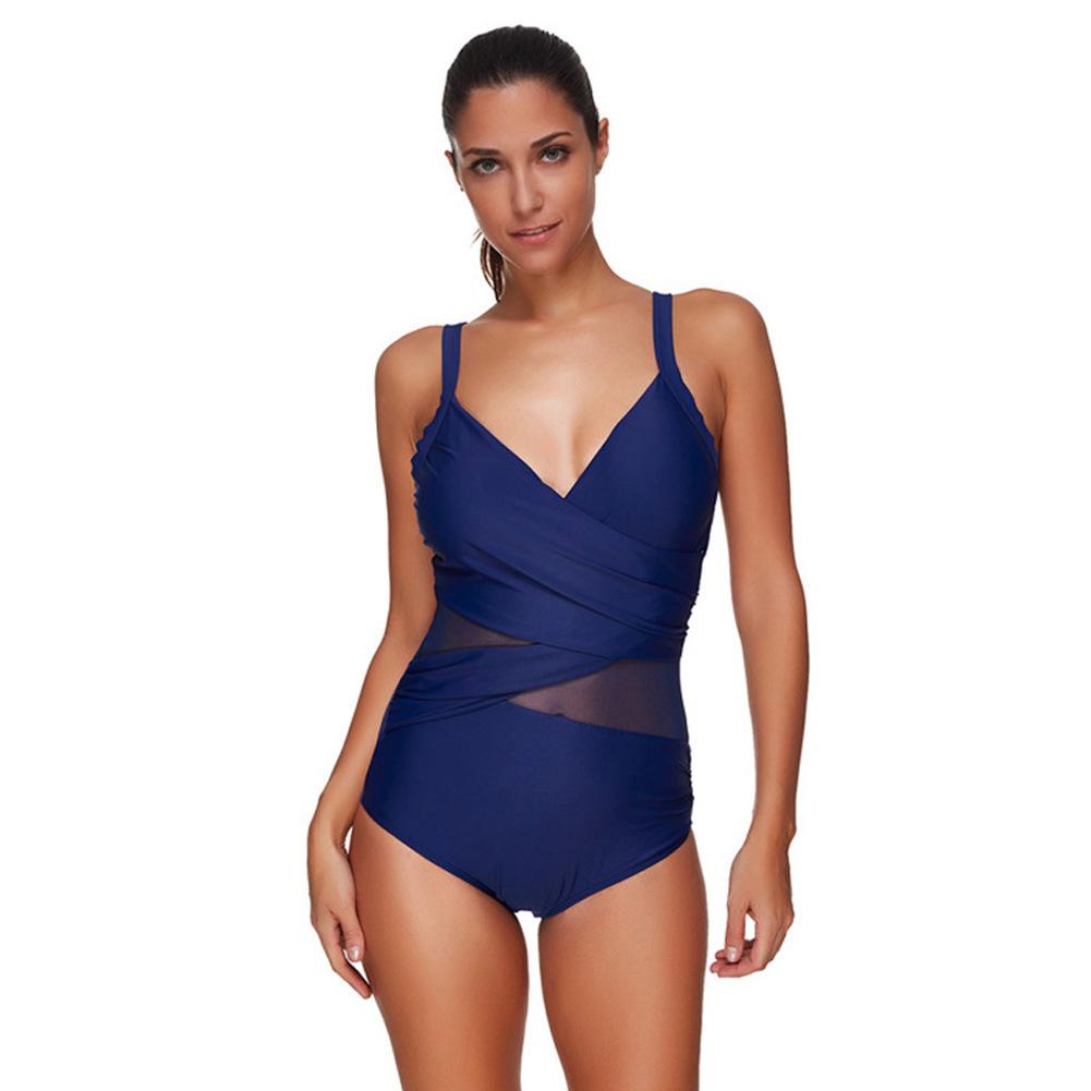 Dam Monokini Baddräkt Enfärgad Plusstorlek Spandex-6