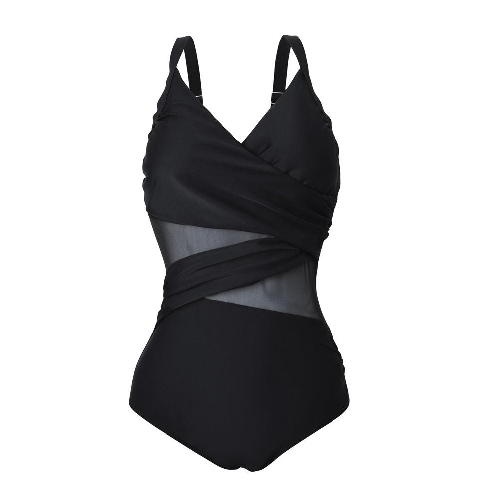 Dam Monokini Baddräkt Enfärgad Plusstorlek Spandex-3
