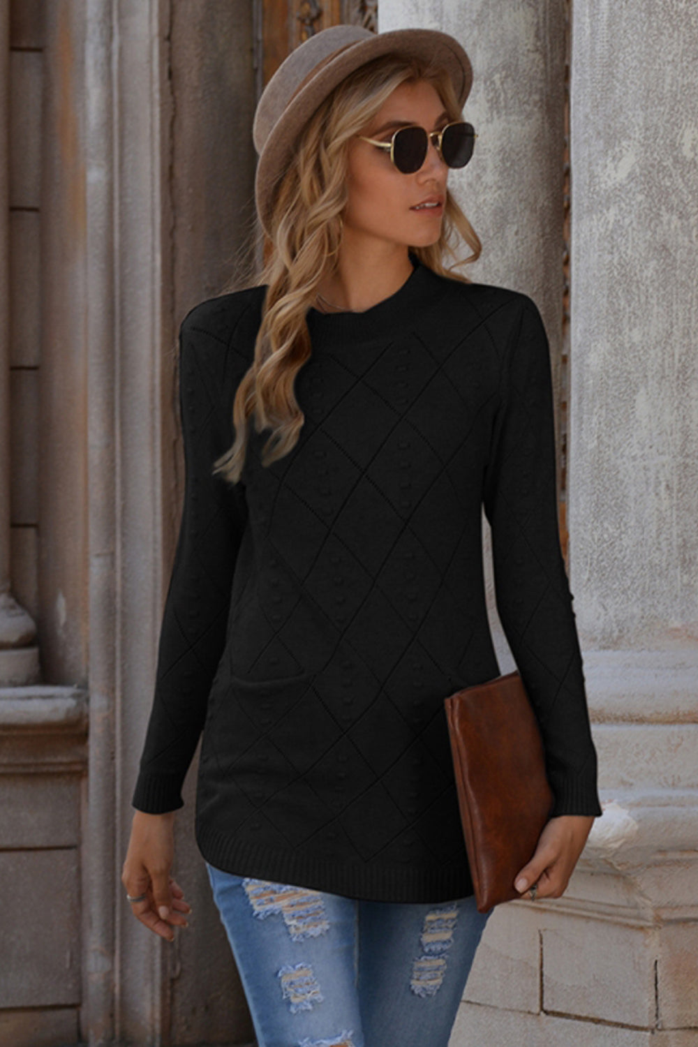 Stickad Dam Tröja Kortärmad Slim Fit i Mjuk Polyester - Elegant Rund Halsdesign 5