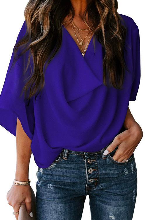 Variant image for Dam Blus Draperad Chiffon Korta Ärmar-22
