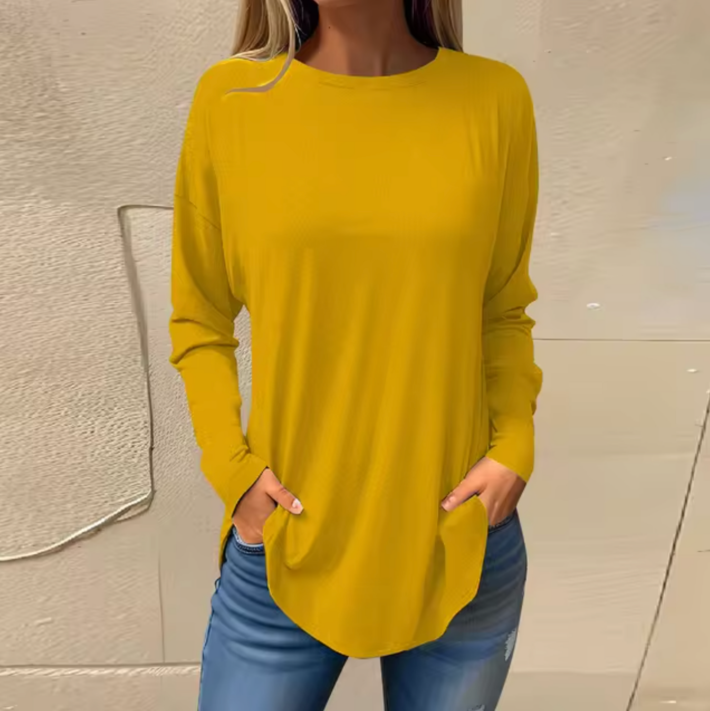 Långärmad T-shirt Herr Rund Hals Bomullsliknande Material 16