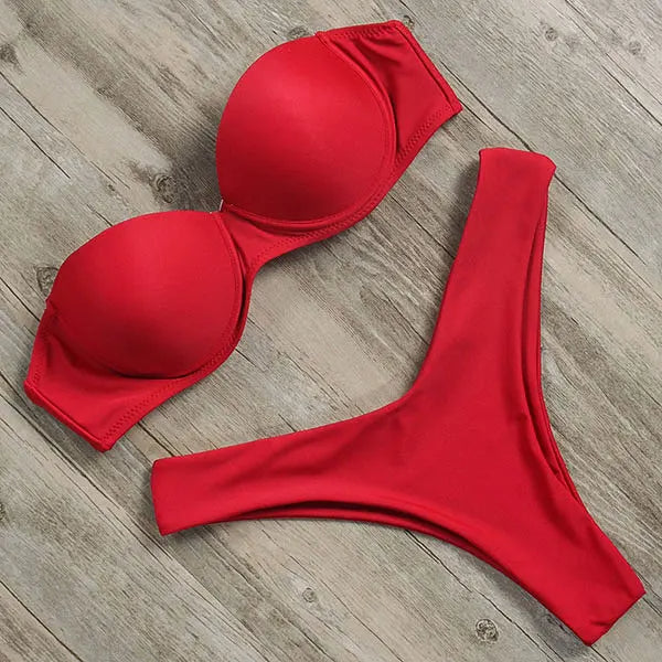 Variant image for Dam Bikini Utan Bärare Unikt Mönster Nylon Spandex-28