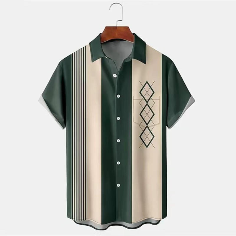 Herrskjorta Tropisk Design Högkvalitativt Material 3