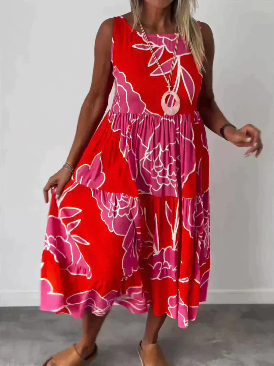 Dam Klänning Ärmlös Tryckt Design Polyester Elegant Fina Damen Klänningar 9