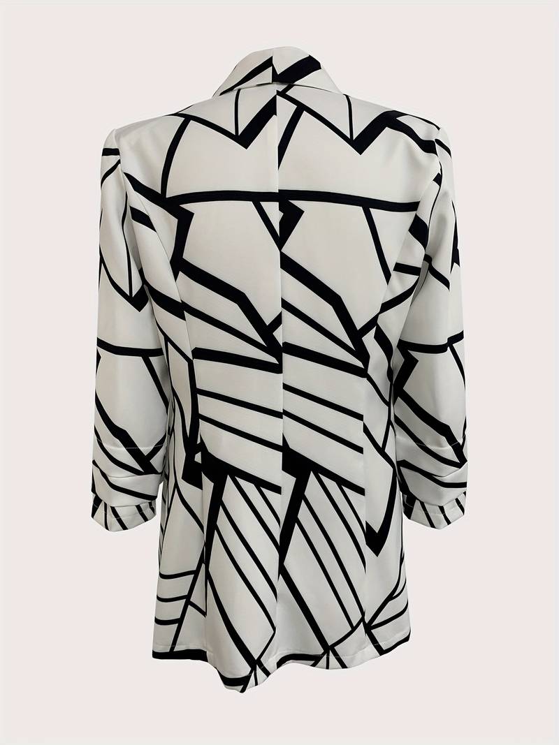 Dam Blazer Trendigt All-Over Tryck Polyester-2