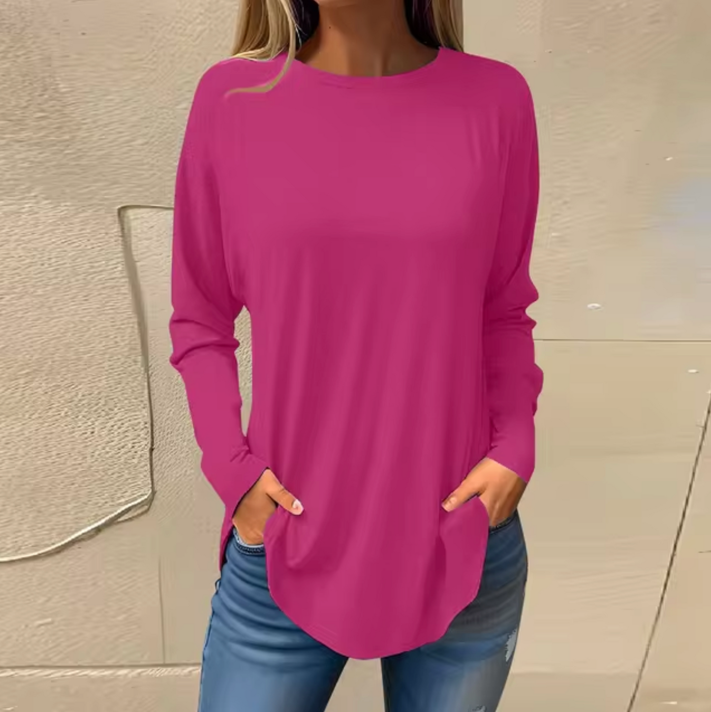 Långärmad T-shirt Herr Rund Hals Bomullsliknande Material 17