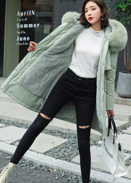 Dam Vinterparkas Medium Längd med Fleecefoder och Konstpäls-5