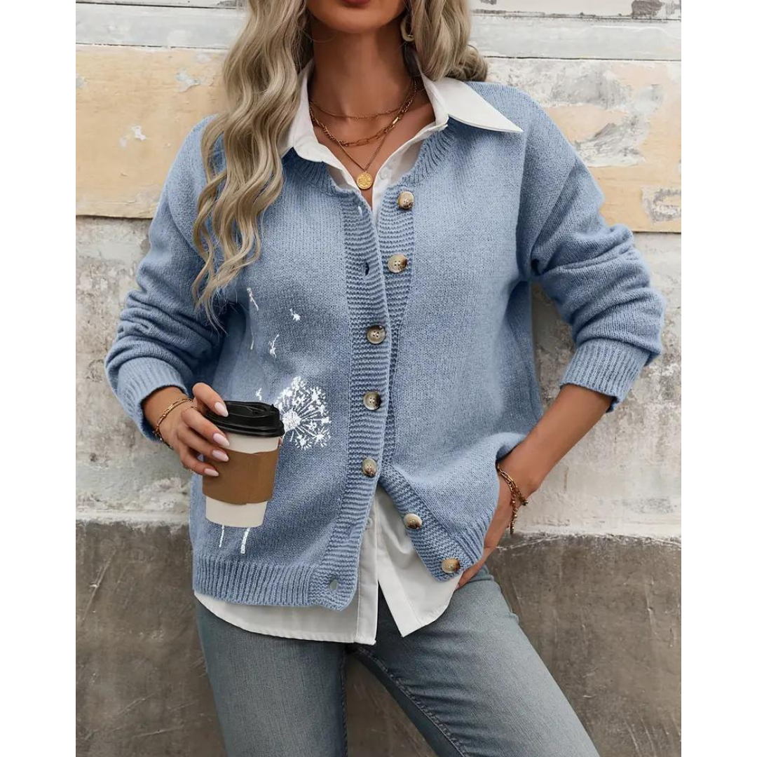 Dam Lång Kofta Cardigan i Värmande Material-3