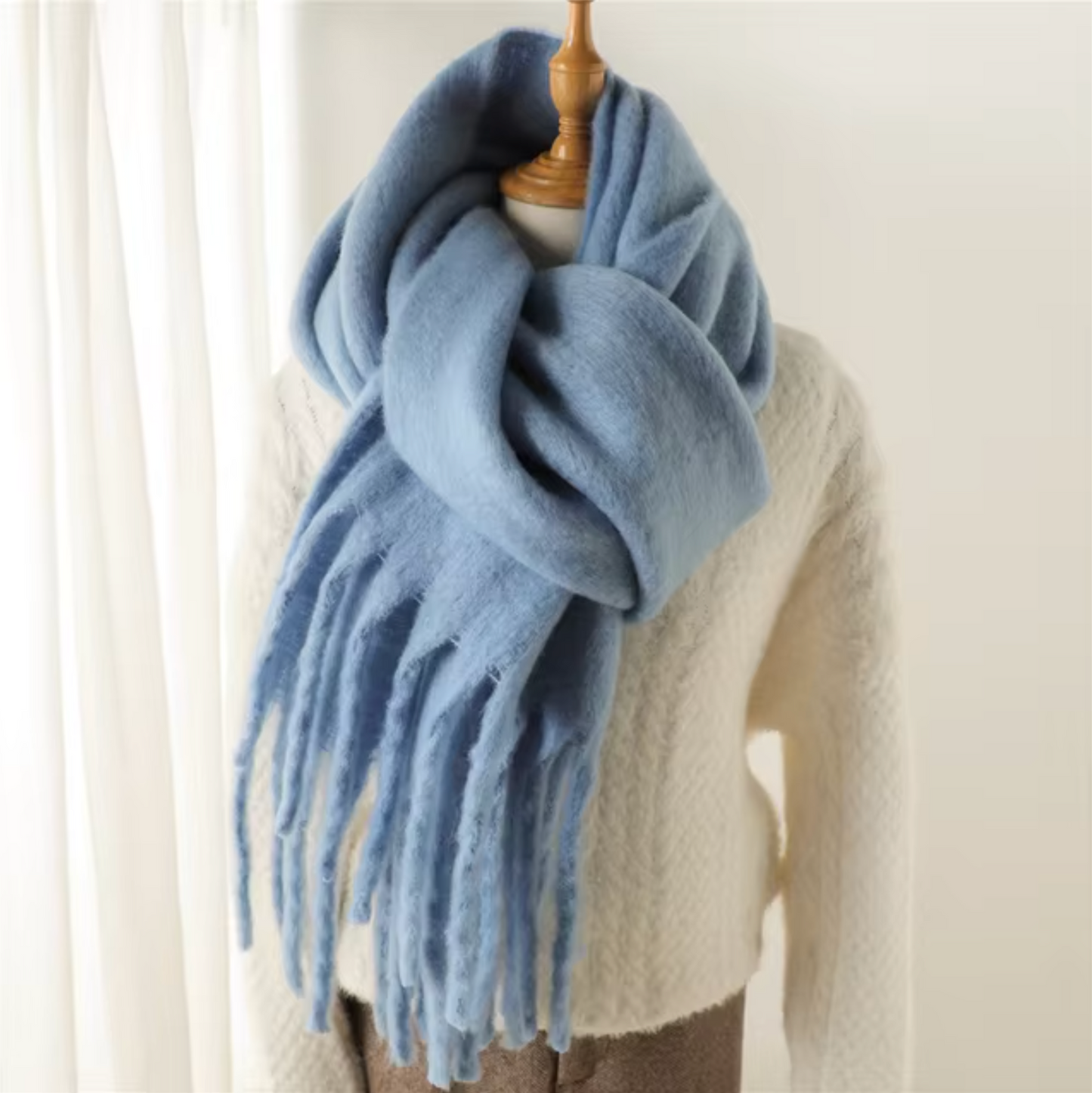 Vinterhalsduk för Kvinnor i Kashmirliknande Material med Långa Fransar – Elegant och Mångsidig Pashmina-design 17