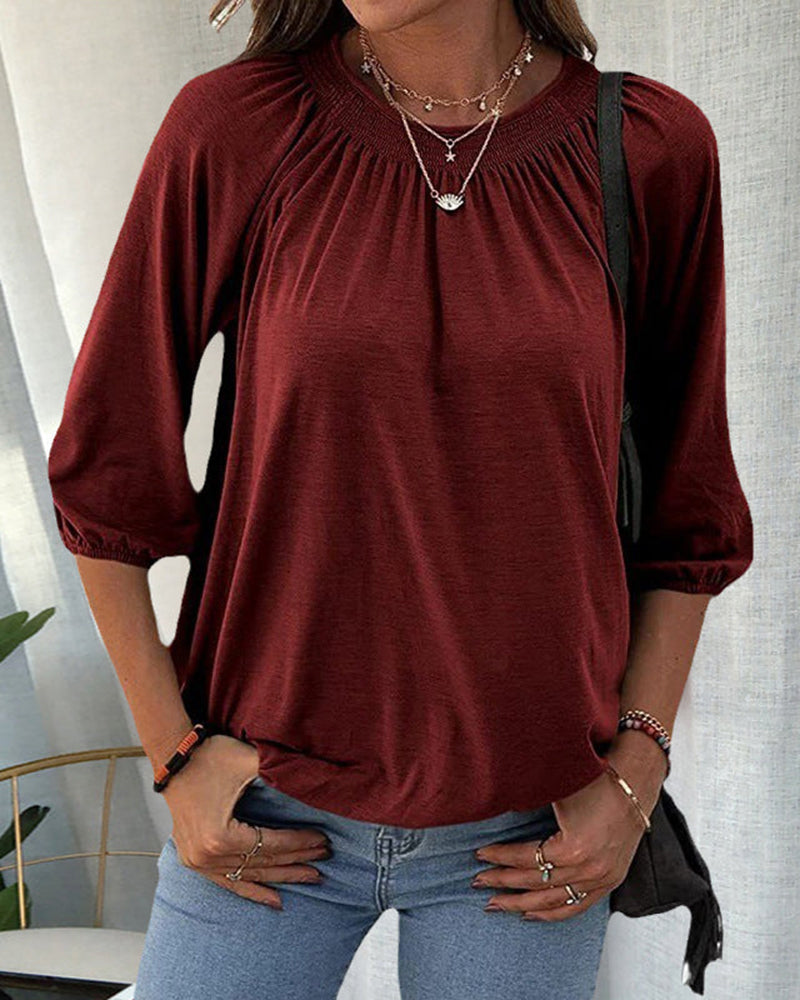 Damenbluse mit Biskopsärmern aus Hochwertigem Stoff – Elegante Bluse für Büro und Freizeit in S, M, L, XL 12