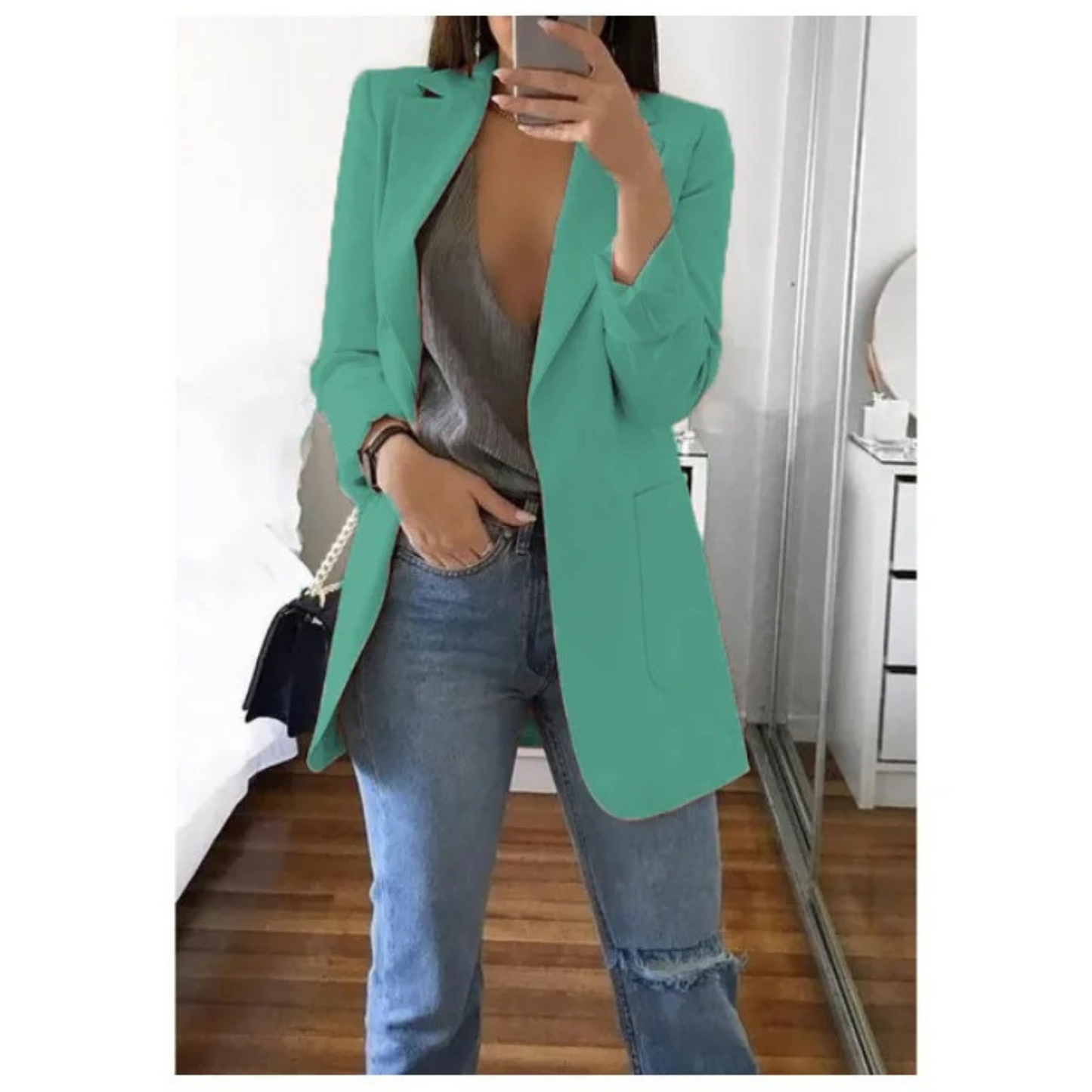 Variant image for Kvinnors Lång Blazer Elegant Andningsbart Tyg-61