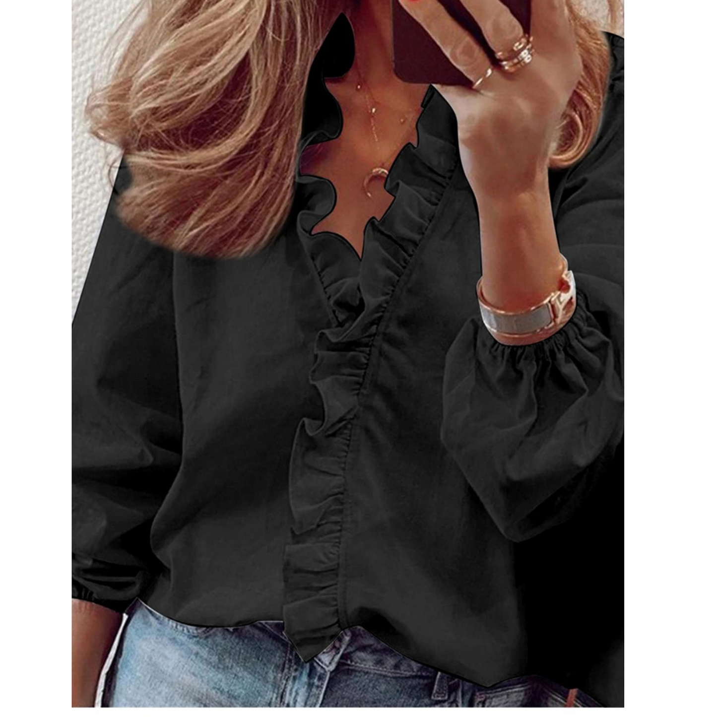 Kvinnors Chiffon Blus med V-ringning och Lila Blommönster – Luftig och Bekväm för Alla Tillfällen 17