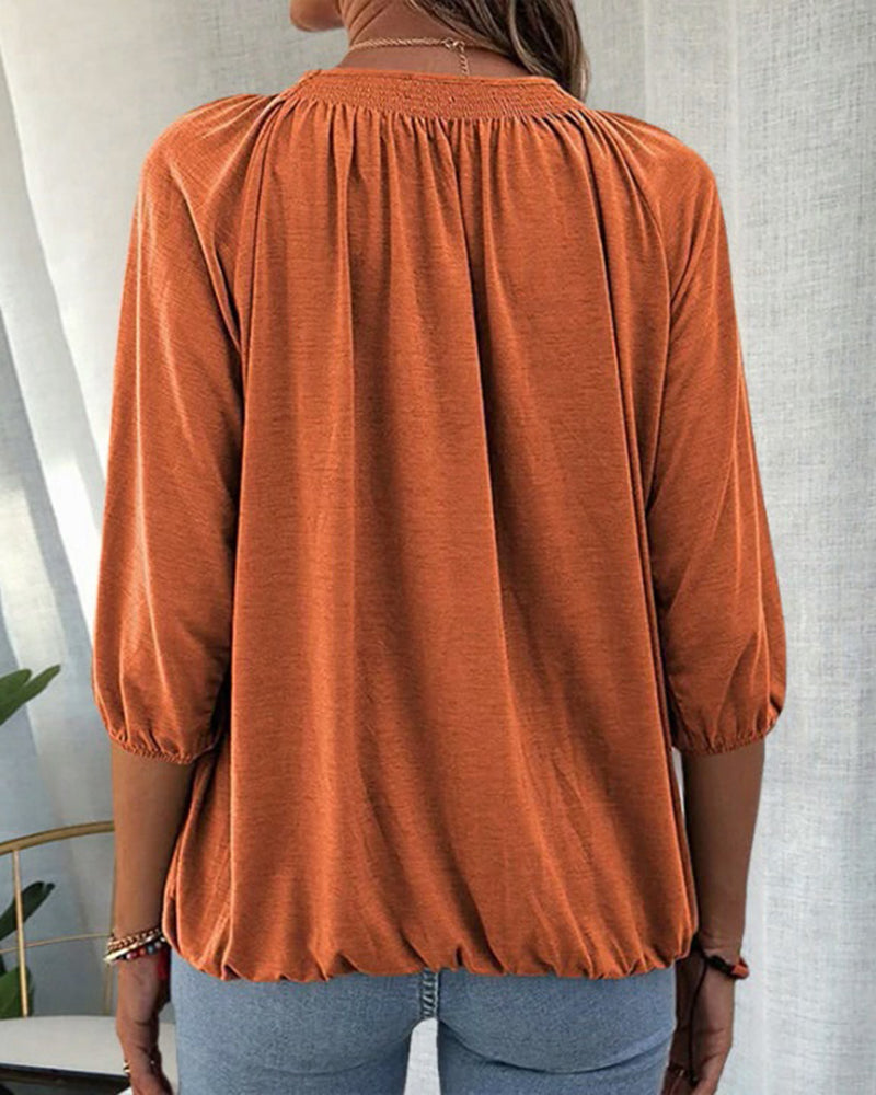 Damenbluse mit Biskopsärmern aus Hochwertigem Stoff – Elegante Bluse für Büro und Freizeit in S, M, L, XL 2