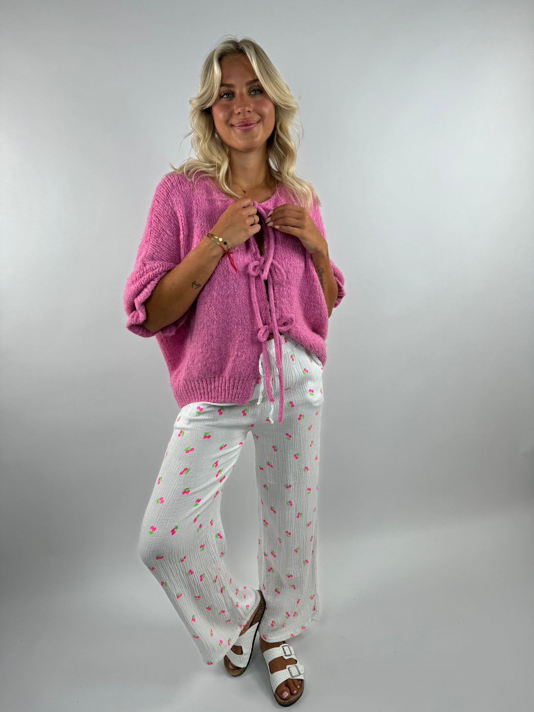 Kvinnors Cardigan Med Bindande Band Polyester-5