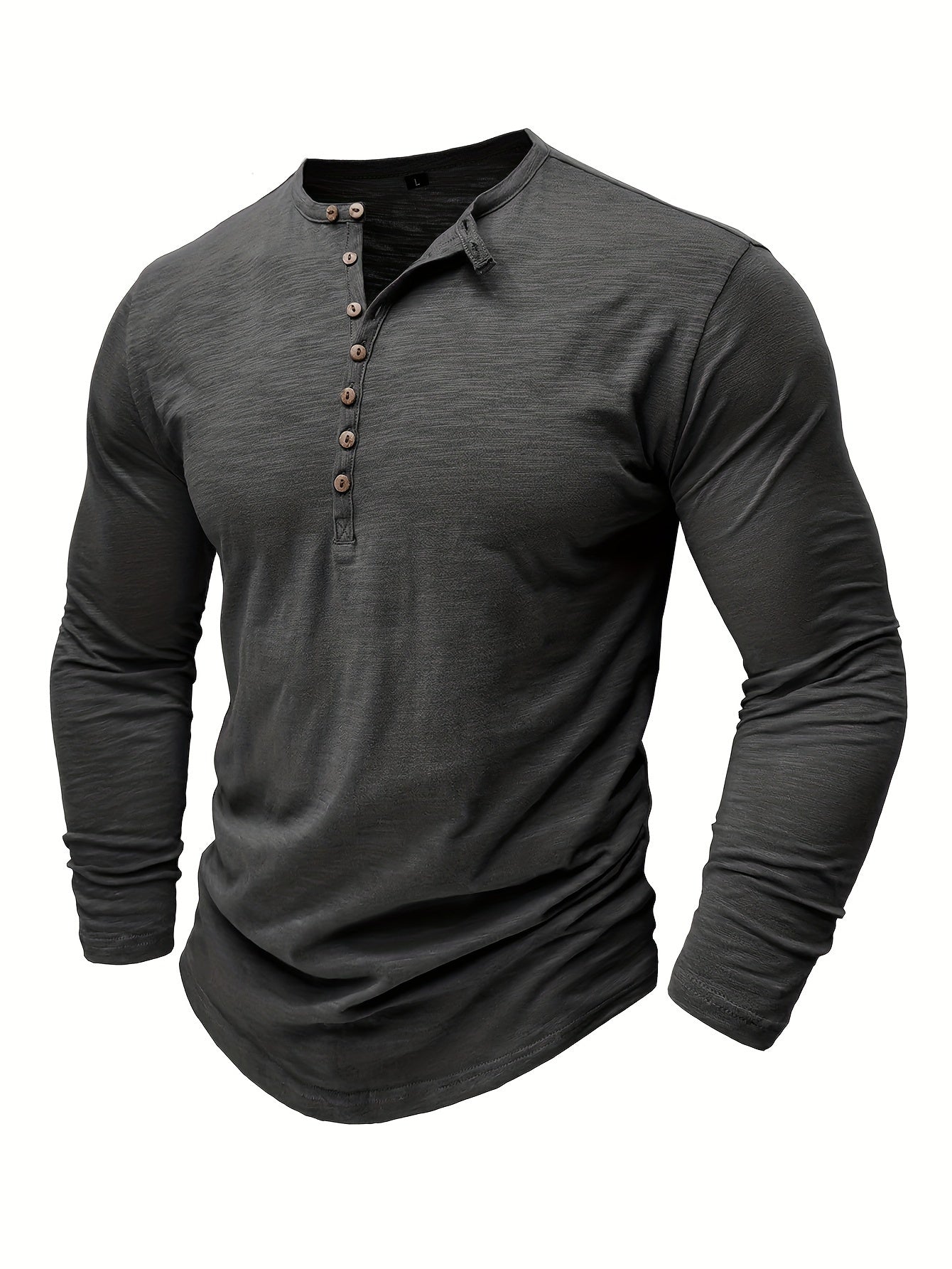 Herrskjorta Henley Halvknapp Stretchmaterial Tidlös Stil-2