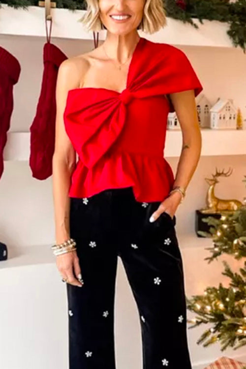 Dam Festtoppar Asymmetrisk Peplum Bomull och Polyester-1