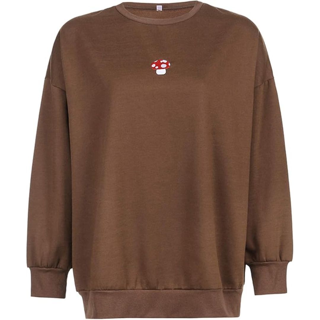 Dam Överdimensionerad Tröja Mjuk Tyg Minimalistisk Design-4