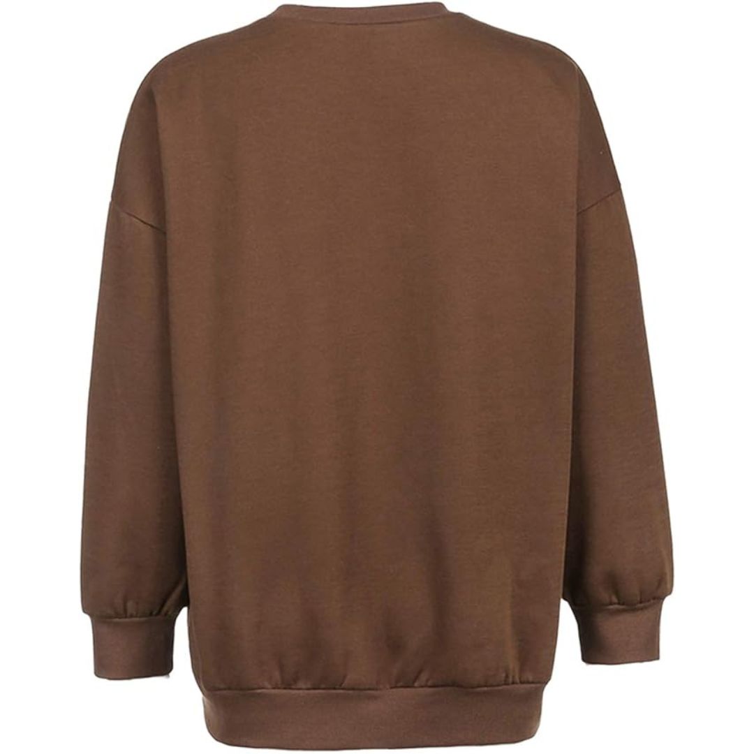 Dam Överdimensionerad Tröja Mjuk Tyg Minimalistisk Design-5