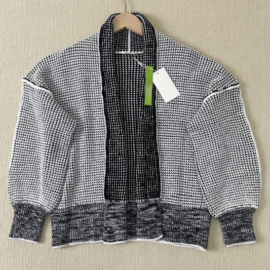 LĂ„ng Kofta Dam Stickad Akryl Cardigan med LĂ„nga Ărmar-1